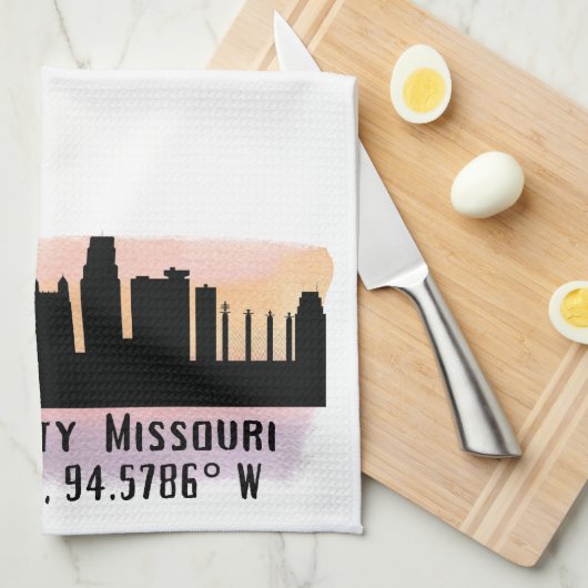 Kansas City MO City Skyline Theedoek (Quarter Fold)