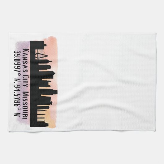 Kansas City MO City Skyline Theedoek (Horizontaal)