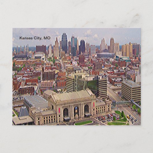 Kansas City, MO Skyline Memorial Liberty Area Briefkaart (Voorkant)