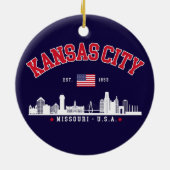 Kansas City Modern Skyline Souvenir Keramisch Ornament (Achterkant)