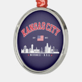 Kansas City Modern Skyline Souvenir Metalen Ornament (Links)