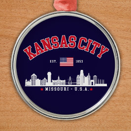 Kansas City Modern Skyline Souvenir Metalen Ornament