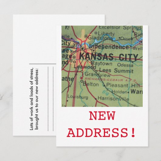 Kansas City New Address Notice Aankondigingskaart (Voorkant / Achterkant)
