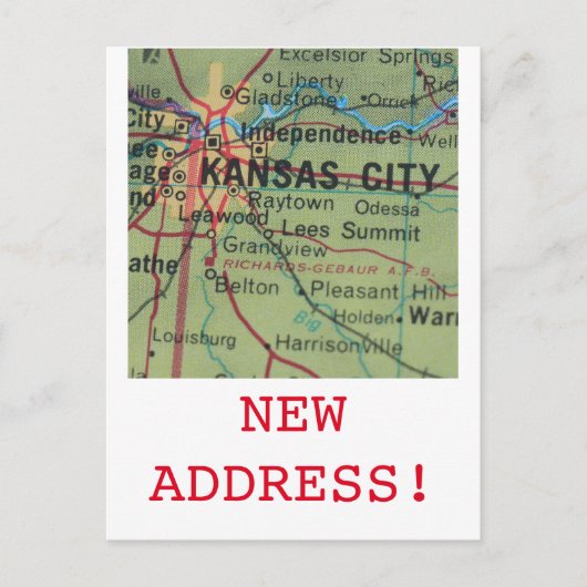 Kansas City New Address Notice Aankondigingskaart (Voorkant)