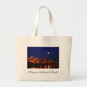 Kansas City Plaza licht onder een volle maan Grote Tote Bag