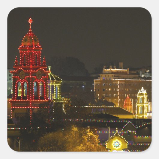 Kansas City Plaza lights Vierkante Sticker (Voorkant)