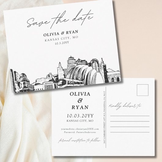 Kansas City Save the Date Briefkaart Elegante brui