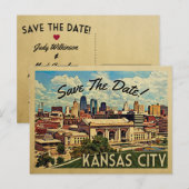 Kansas City Save the Date Missouri Aankondigingskaart (Voorkant / Achterkant)