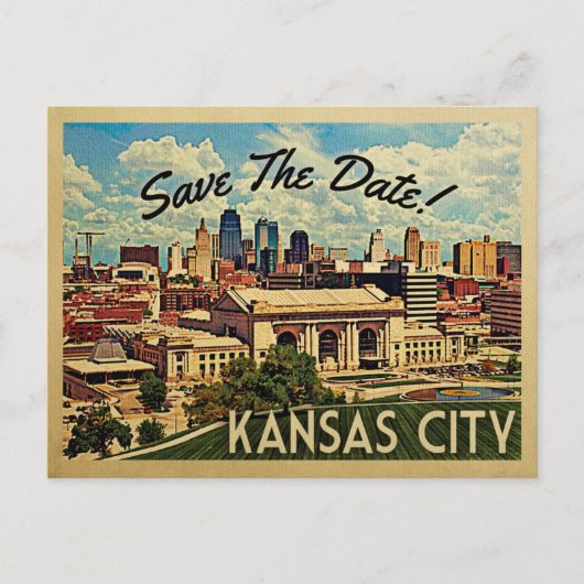 Kansas City Save the Date Missouri Aankondigingskaart (Voorkant)