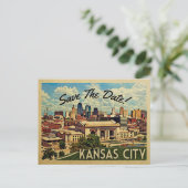 Kansas City Save the Date Missouri Aankondigingskaart (Staand voorkant)