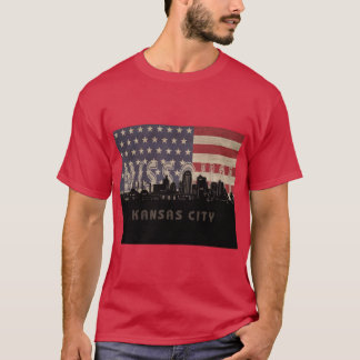 Kansas City silhouet vlag T-shirt