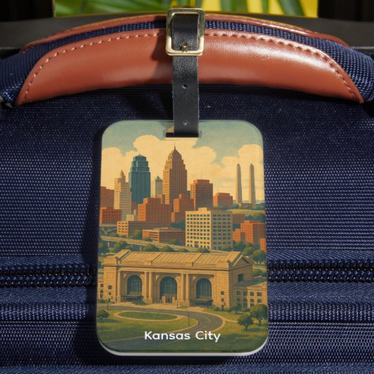 Kansas City Silhouette Skyline Bagagelabel (Voorkant Insitu 2)