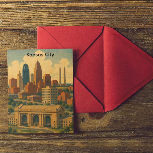  Kansas City Silhouette Skyline Briefkaart