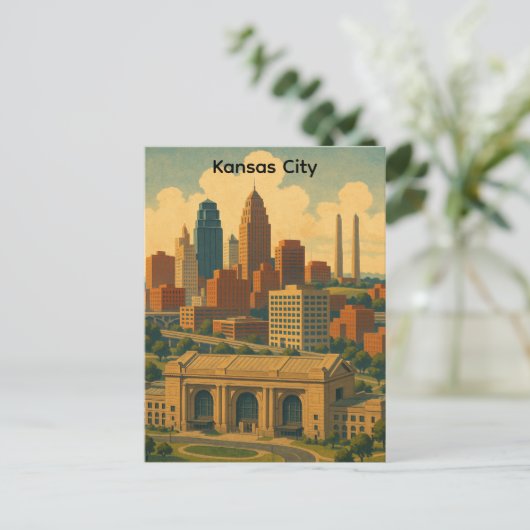  Kansas City Silhouette Skyline Briefkaart (Staand voorkant)