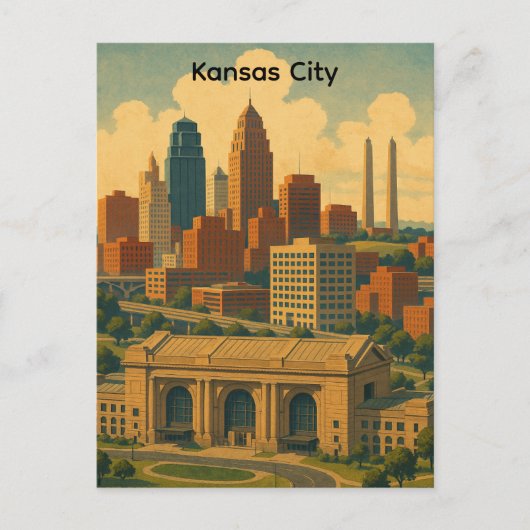 Kansas City Silhouette Skyline Briefkaart (Voorkant)