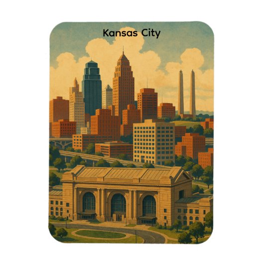 Kansas City Silhouette Skyline Magneet (Verticaal)