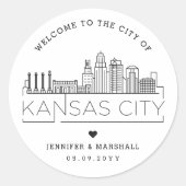 Kansas City Silhouette | Welkomstbericht voor het  Ronde Sticker (Voorkant)