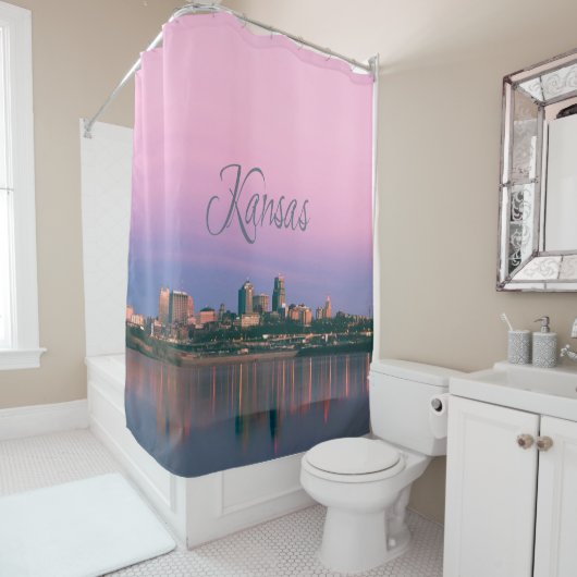 Kansas City Sky Line Sunset Douchegordijn (In situ)