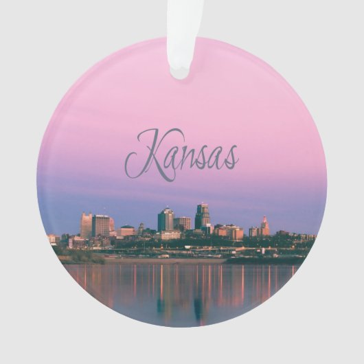 Kansas City Sky Line Sunset Ornament (voorkant)