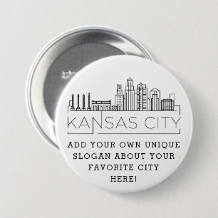 Kansas City Skyline Aangepaste slogan-Button Ronde Button 7,6 Cm