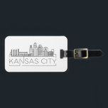 Kansas City Skyline Bagagelabel<br><div class="desc">Een uniek bagagelabel dat de prachtige stad Kansas City in Missouri vertegenwoordigt. Dit label bevat een gestileerde illustratie van de unieke skyline van de stad met de naam eronder.</div>