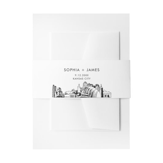 Kansas City Skyline Belly Band, 2 "x11.5" Uitnodigingen Wikkel (Voorkant Voorbeeld)