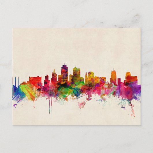 Kansas City Skyline Cityscape Briefkaart (Voorkant)