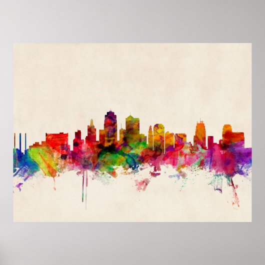 Kansas City Skyline Cityscape Poster (Voorkant)
