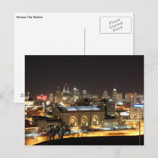 Kansas City Skyline in Night Briefkaart (Voorkant / Achterkant)