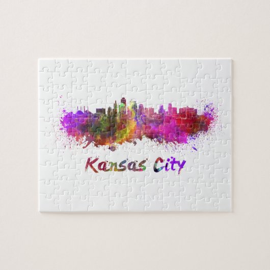 Kansas City skyline in waterverf Legpuzzel (Horizontaal)