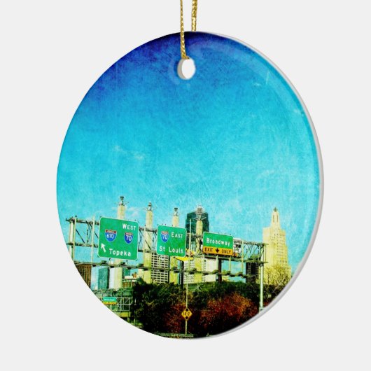 Kansas City Skyline Keramisch Ornament (Links)