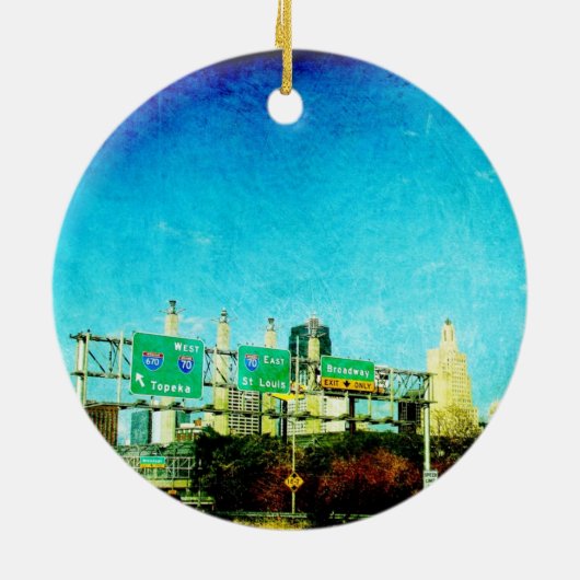 Kansas City Skyline Keramisch Ornament (Achterkant)