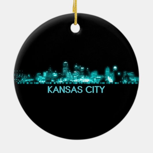 Kansas City Skyline Keramisch Ornament (Achterkant)