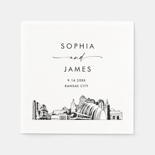 Kansas City Skyline Moderne bruiloft cocktail Servet (Voorkant)