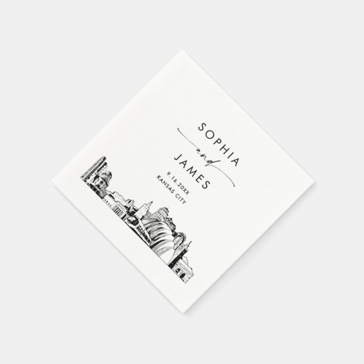 Kansas City Skyline Moderne bruiloft cocktail Servet (Hoek)