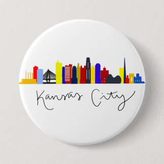 Kansas City Skyline Ronde Button 7,6 Cm