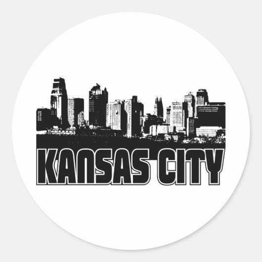 Kansas City Skyline Ronde Sticker (Voorkant)