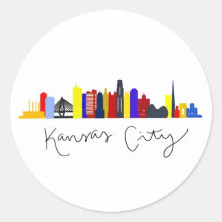 Kansas City Skyline Ronde Sticker