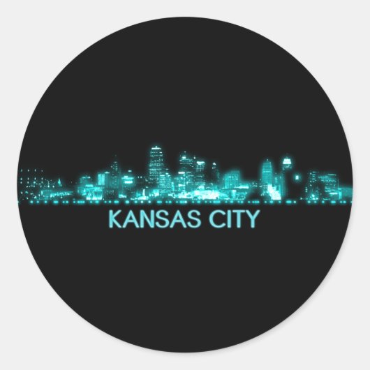 Kansas City Skyline Ronde Sticker (Voorkant)