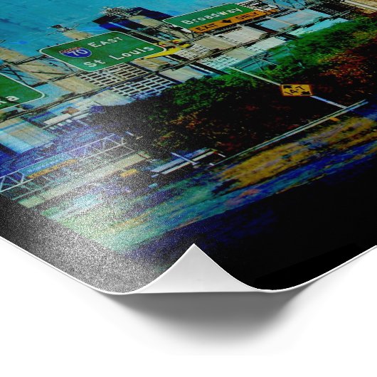 Kansas City Skyline Square Foto Afdruk (Hoek)