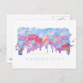 Kansas City Skyline Waterverf Briefkaart (Voorkant / Achterkant)