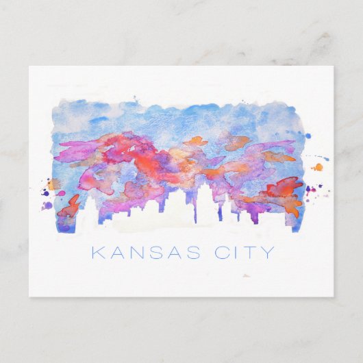 Kansas City Skyline Waterverf Briefkaart (Voorkant)