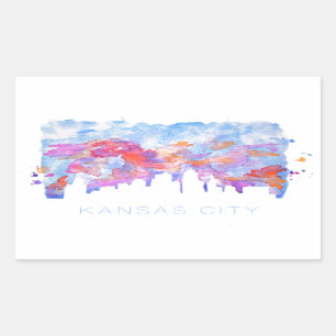 Kansas City Skyline Waterverf Rechthoekige Sticker