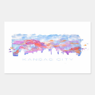 Kansas City Skyline Waterverf Rechthoekige Sticker