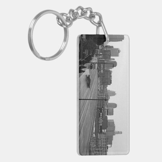 Kansas City Skyline, zwart-wit foto Sleutelhanger (Voorkant Links)