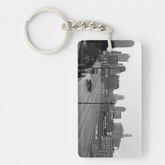 Kansas City Skyline, zwart-wit foto Sleutelhanger (Voorkant)