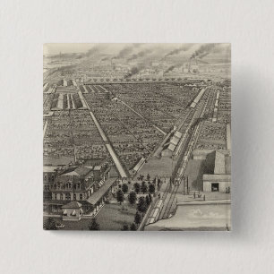 Kansas City Stock Yards, Kansas City, Kansas Vierkante Button 5,1 Cm
