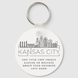 Kansas City Stylized Skyline | Aangepaste slogan Sleutelhanger