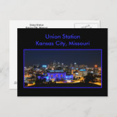 Kansas City Union Station in het blauw Briefkaart (Voorkant / Achterkant)