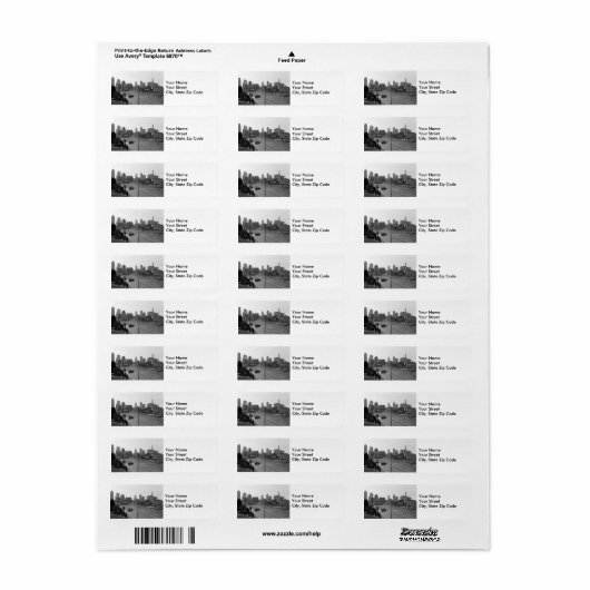 Kansas City Urban Skyline, zwart-wit Foto Etiket (Full Sheet)